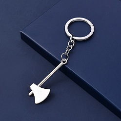 Platine Porte-clés pendentif en alliage, Avec des anneaux clés, ax, platine, 5.5~6.5 cm
