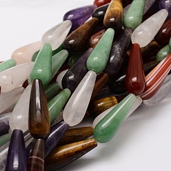 Mixed Stone Natural Gemstone Beads Strands, Teardrop, 30x10mm, Hole: 1.2mm, about 13pcs/strand, 15.7 inch