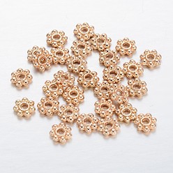Light Gold Flower Light Gold Plating Brass Spacer Beads, 6x1.7mm, Hole: 1mm