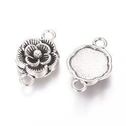 Antique Silver Tibetan Style Links/Connectors, Lead Free and Cadmium Free, Flower, Antique Silver, 12x3.5mm, Hole: 2mm