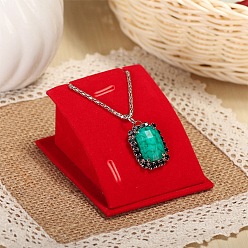 Красный Бархатная стойка для ожерелья с наклонной спинкой, красные, 7.5x6.5x4 см