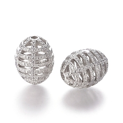 Platinum Hollow Alloy Beads, Long-Lasting Plated, Oval, Platinum, 25x19mm, Hole: 3mm