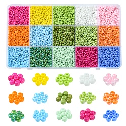 Mixed Color 180G 15 Colors Baking Paint Glass Seed Beads, Round, Mixed Color, 3~3.5mm, Hole: 1~1.2mm, 12g/color