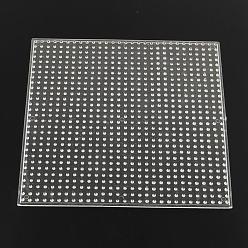 Clear Square ABC Plastic Pegboards used for 5x5mm DIY Fuse Beads, Clear, 146x146x5mm