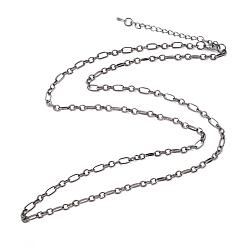 Gunmetal Iron Figaro Chain Necklace Making, with Alloy Lobster Claw Clasps and Iron End Chains, Gunmetal, 29.9 inch