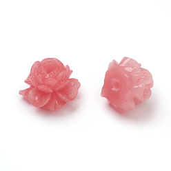 Light Coral Shell Beads, Imitation Jade, Dyed, Curved, Flower, Light Coral, 13x13x9.5mm, Hole: 1.8mm