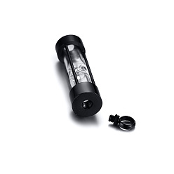 Electrophoresis Black Colgantes de cenizas de urna de reloj de arena de vidrio de acero de titanio, alta pulido, para joyas conmemorativas, electroforesis negro, 46x12 mm, agujero: 5 mm