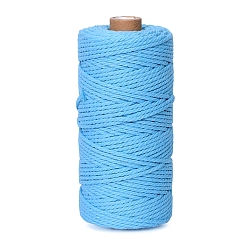 Light Sky Blue 100M Round Cotton Braided Cord, for DIY Handmade Tassel Embroidery Craft, Light Sky Blue, 3mm, about 109.36 Yards(100m)/Roll