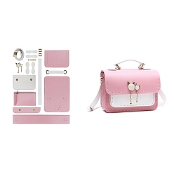 Pearl Pink DIY PU Imitation Leather Purse Making Sets, Knitting Crochet Shoulder Bags Kit for Beginners, Pearl Pink, 25x18.5x7cm