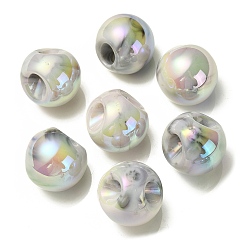 Gris Clair Placage uv perles acryliques irisées arc-en-ciel, ronde, gris clair, 18.5mm, Trou: 4mm