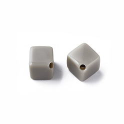 Dark Khaki Opaque Acrylic Beads, Cube, Dark Khaki, 13x14.5x14.5mm, Hole: 2mm, about 530pcs/500g