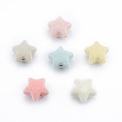 Mixed Color Opaque Resin Beads, Flocky Star, Mixed Color, 18.5x19.5x12mm, Hole: 2mm
