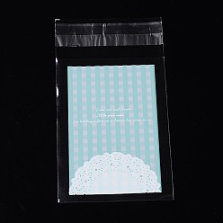 Sky Blue Rectangle OPP Cellophane Bags, Sky Blue, 13x7cm, Unilateral Thickness: 0.035mm, Inner Measure: 9.9x7cm, about 95~100pcs/bag