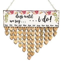 White Reminder Calendar with Tags MDF Wooden Hanging Sign Wall Ornament Pendant, Rectangle with Word I Do and Dangle Tassel, for Party Home Decorations, White, 400x120x4mm