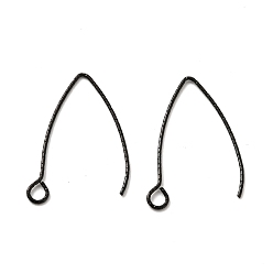 Bronze Placage ionique (ip) 316 boucles d'oreilles en acier inoxydable, Boucles d'oreille, avec boucle horizontale, gris anthracite, 27x17x0.7mm, Trou: 2.5mm, Jauge 21, pin: 0.7 mm
