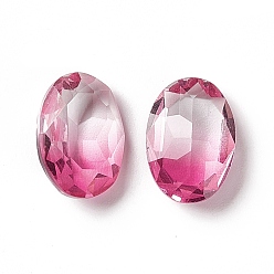 Rose Faceted K9 Glass Rhinestone Cabochons, Pointed Back, Oval, Rose, 14x10x5.8mm