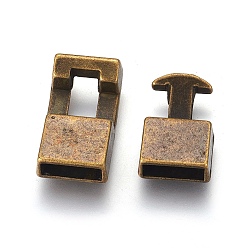 Bronce Antiguo Estilo tibetano cierres de encaje a presión, sin plomo y cadmio, Rectángulo, Bronce antiguo, 22x12x6 mm, 19x12x5 mm, agujero: 3x10 mm