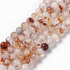 Natural Agate Natural Agate Beads Strands, Grade AB, Round, Sandy Brown, 8mm, Hole: 1.2mm, about 49pcs/strand, 14.96 inch(38cm)