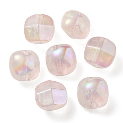 Misty Rose UV Plating Luminous Transparent Acrylic Beads, Glow in The Dark, Half Round, Misty Rose, 19x19x15mm, Hole: 3.5mm