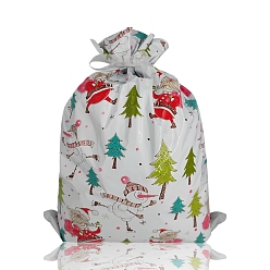 Christmas Tree PE Plastic Baking Bags, Drawstring Bags, with Ribbon, for Christmas Wedding Party Birthday Engagement Holiday Favor, Christmas Tree Pattern, 320x240mm