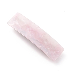 Pink Cellulose Acetate(Resin) Hair Barrette, with Platinum Iron Findings, Rectangle, Pink, 84.5x24x14mm