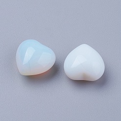 Opalite Opalite corazón amor piedras, piedras de palma de bolsillo para el equilibrio de reiki, 15~15.5x15x10 mm
