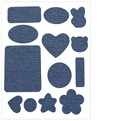 Marine Blue Computerized Embroidery Cloth Iron on/Sew on Patches, Costume Accessories, Appliques, Mixed Shapes, Marine Blue, 30~68mm