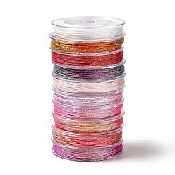Color mezclado 10 rollos 10 colores 6 hilo de poliéster para mascotas de capas, para la fabricación de la joyería, color mezclado, 0.4 mm, sobre 50 m / rollo, 1 rollo / color