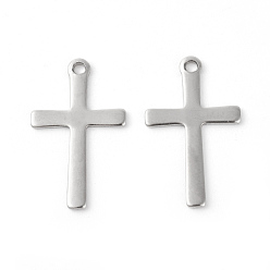 Stainless Steel Color 201 Stainless Steel Pendants, Cross, Stainless Steel Color, 20.5x12.5x0.8mm, Hole: 1.4mm