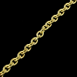 Light Gold Cadenas de cable de hierro, sin soldar, con carrete, oval, la luz de oro, 4x3x0.8 mm, aproximadamente 328.08 pies (100 m) / rollo