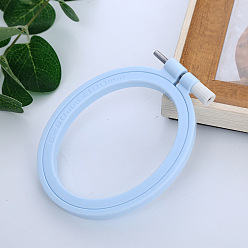Light Sky Blue Adjustable ABS Plastic Oval Embroidery Hoops, Embroidery Circle Cross Stitch Hoops, for Sewing, Needlework and DIY Embroidery Project, Light Sky Blue, 100x80mm