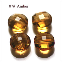 Verge D'or Imitations de perles de cristal autrichien, grade de aaa, facette, plat rond, verge d'or, 12x6.5mm, Trou: 0.9~1mm