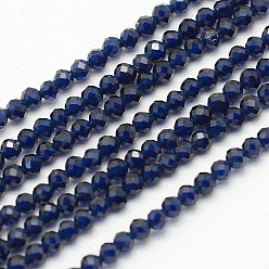 Bleu Acier Brins de perles en quartz synthétique à facettes, teint, ronde, bleu acier, 2mm, Trou: 0.5mm, Environ 200 pcs/chapelet, 15.5 pouce (39.5 cm)