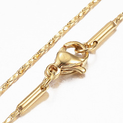 Золотой 304 из нержавеющей стали цепи ожерелья, с карабин-лобстерами , золотые, 16.54 дюйм (42 см), 0.8 мм