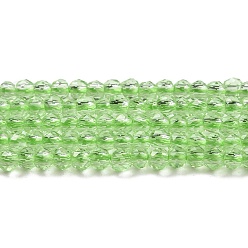 Vert Jaune Chapelets de perles en verre transparentes  , ronde à facettes, vert jaune, 2x2mm, Trou: 0.6mm, Environ 184 pcs/chapelet, 14.49'' (36.8 cm)