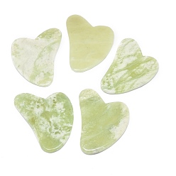 Jade Nuevo Tableros de gua sha de jade nuevo natural, herramientas de masaje de raspado, gua sha herramientas faciales, corazón, 80~82.5x59~62.5x4~6 mm