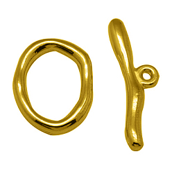 Antique Golden Alloy Toggle Clasps, Cadmium Free & Nickel Free & Lead Free, Antique Golden, Ring:16x21x3mm, Bar:9x29mm, Hole: 2mm.