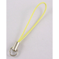 Желтый Ремешок для мобильного телефона, красочные поделки сотовый телефон ремни, концы сплава с железными кольцами, желтые, 6 см