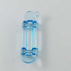 Dodger Blue Transparent Acrylic Pendants, Flat Round, Dodger Blue, 28x5mm, Hole: 6mm, about 400pcs/500g