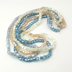 Couleur Mélangete Perles en verre electroplate, jade d'imitation, cube à facettes, couleur mixte, 4x4x4mm, Trou: 1mm