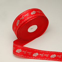 Roja Cinta de la boda, cinta de satén de una sola cara, Cinta de poliéster, agradable para la decoración de la boda, Día de San Valentín, corazón con el amor, rojo, 1 pulgada (25 mm), 100yards / rodillo (91.44 m / rollo)