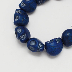 Dark Blue Synthetical Turquoise Beads Strands, Dyed, Skull, for Halloween, Dark Blue, 10x8x7.5mm, Hole: 1.5mm, about 35pcs/strand