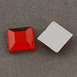 Rouge Cabochons en strass acrylique, sans trou, facette, oeil de cheval, rouge, 15x7x3.5mm