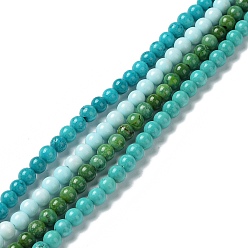 Color mezclado Perlas naturales howlite hebras, teñido, rondo, color mezclado, 4~4.5 mm, agujero: 0.9 mm, sobre 95~98 unidades / cadena, 15.35~15.55'' (39~39.5 cm)