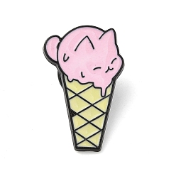 Pink Gato con alfileres de esmalte de helado, Broche de aleación de zinc negro de electroforesis para mujer, rosa, 25x16x1.3 mm