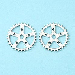 Antique Silver Tibetan Style Alloy Gear Chandelier Components, Steampunk Charms, Cadmium Free & Lead Free, Antique Silver, 25x1mm, Hole: 1~2.5mm