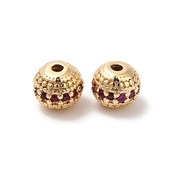 Real 18K Gold Plated Brass Micro Pave Cubic Zirconia Beads, Round, Real 18K Gold Plated, 5.8x5mm, Hole: 1mm