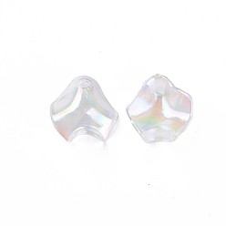 Clair AB Pendentifs acryliques transparents , de couleur plaquée ab , pétale, clair ab, 15.5x15x5mm, Trou: 2mm, environ2200 pcs / 500 g