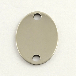 Stainless Steel Color 201 Stainless Steel Links connectors, Oval Stamping Blank Tag, Stainless Steel Color, 24x17x1mm, Hole: 3mm