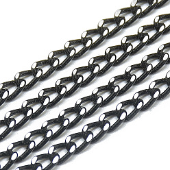 Black Unwelded Aluminum Curb Chains, Black, 5x3.3x0.9mm, about 100m/bag